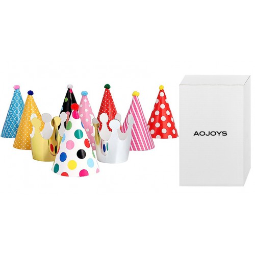 AOJOYS 11 Pcs Birthday Cone Hats Funny Party Paper Hats for Kids Paper Crown Hat Photo Props Birthday Party Supplies Adults