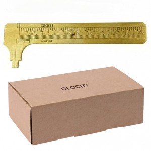 GLOCITI 100mm (3.94in) Easy Sliding Gauge Brass Vernier Caliper Ruler Measuring Tool Double Scales mm/inch Mini Brass Pocket Ruler