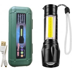 AOSTAR Led  Pocket searchlights Rechargeable USB Mini Torch Light, Ultra Brightest Small Flash Light Handheld Pocket Compact Portable Tiny Lamp with Side Lantern, High Powered Tactical Travel Flashlights