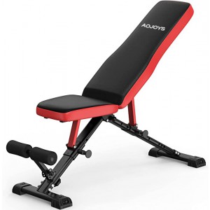 AOJOYS Workout Bench, Body-building apparatus，Adjustable Weight Bench Foldable Strength Training Bench for Home Gym - Newly Upgraded