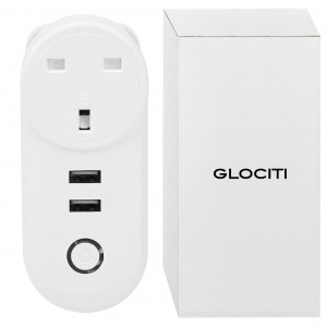 GLOCITI WIFI Power Socket, Electrical Plugs and Sockets, 16A Smart Plugs LSPA2 WIFI Smart Socket Switch, Power Socket Wireless Timer Remote Control UK Plug AC100-240V 50 / 60Hz(3pin,White)