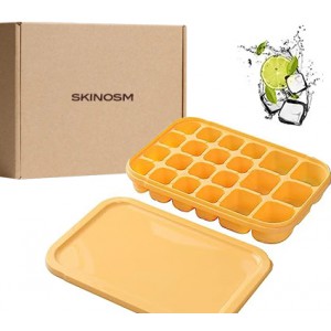 SKINOSM Ice Cube Tray with Lid, Ice Cube Mold for Freezer， Square Ice Cube Tray Making 6 Large Ice Cubes and 16 Small Ice Cube Chilling Cocktail Whiskey Tea Coffee