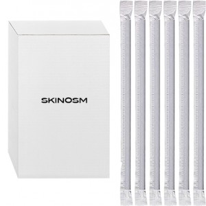 SKINOSM [200 PACK] Biodegradable Bamboo Straws, Drinking Straws, Individually Wrapped, Compostable Disposable, Eco-Friendly, Durable for Hot & Cold Drinks