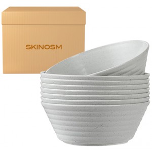 SKINOSM Salad Bowl, Set of 8 Soup Bowls 36 Ounces Unbreakable Wheat Straw Bowls Microwave Dishwasher Safe Reusable Bowls for Kitchen Cereal Salad Soup Rice Noodle Oatmeal