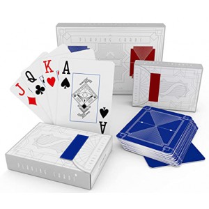 AOJOYS 100% Plastic Playing Cards, 2-Deck Poker Card Set, Jumbo Index, Poker Size, Superior Flexibility and Durability, Waterproof & Washable, Professional Playing Cards for Texas Hold’em Poker